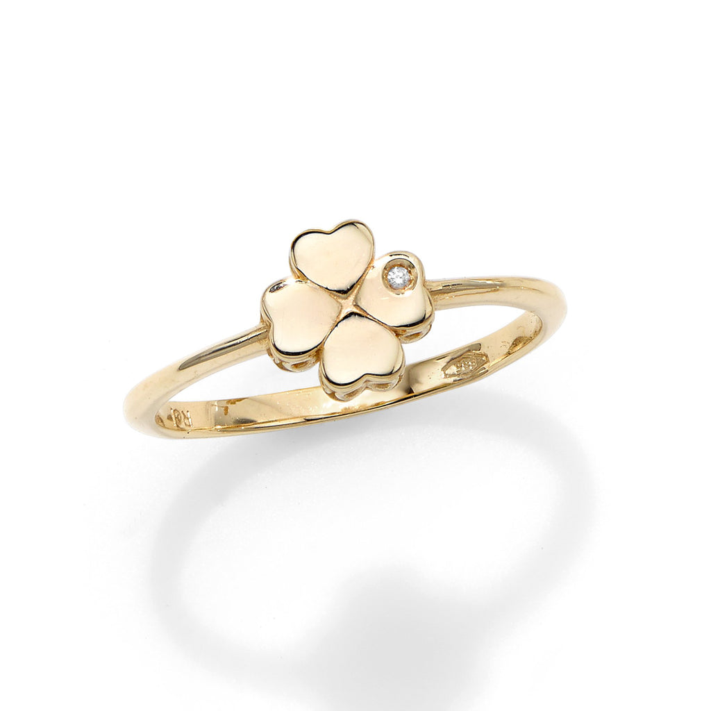 Polished 4 Leaf Clover Ring  with 0.0050ct 1