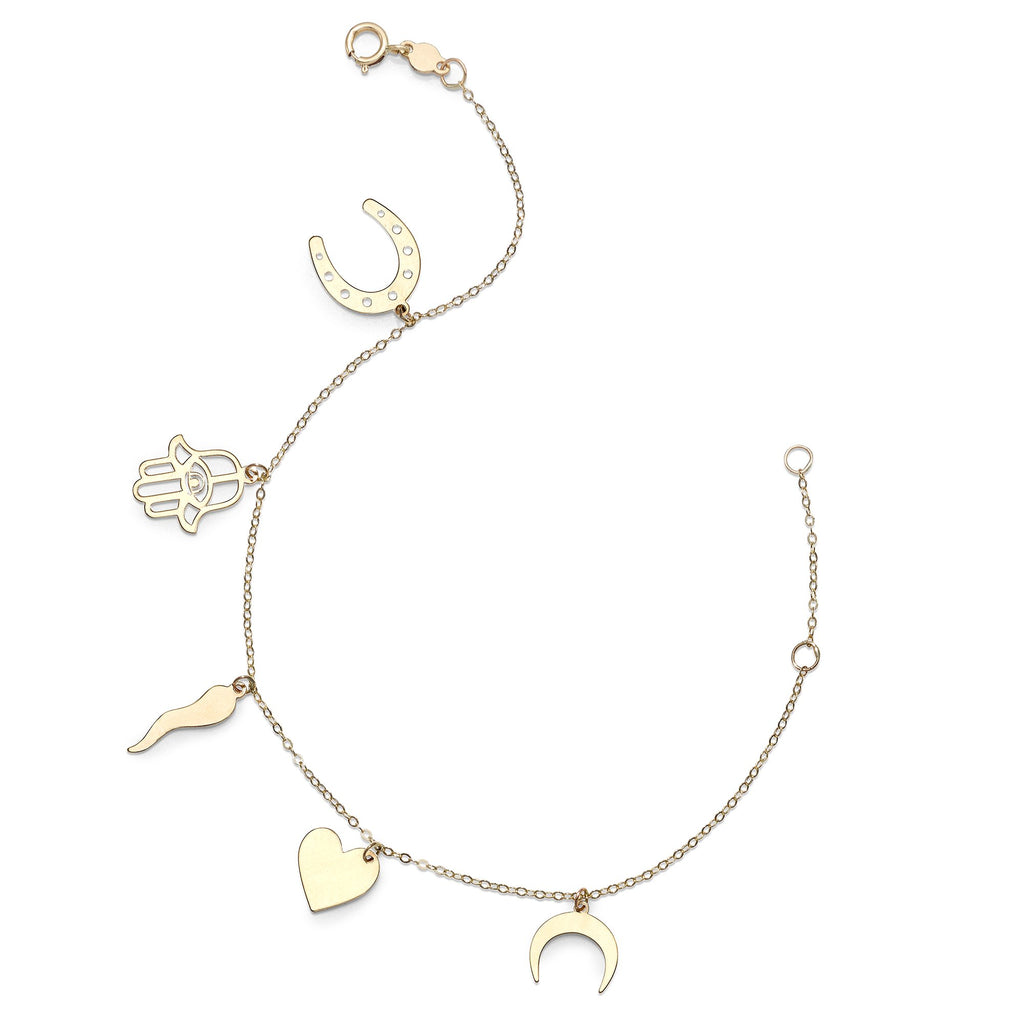 Polished 0.75" Extender Fancy Charm Necklace with Spring Ring Clasp