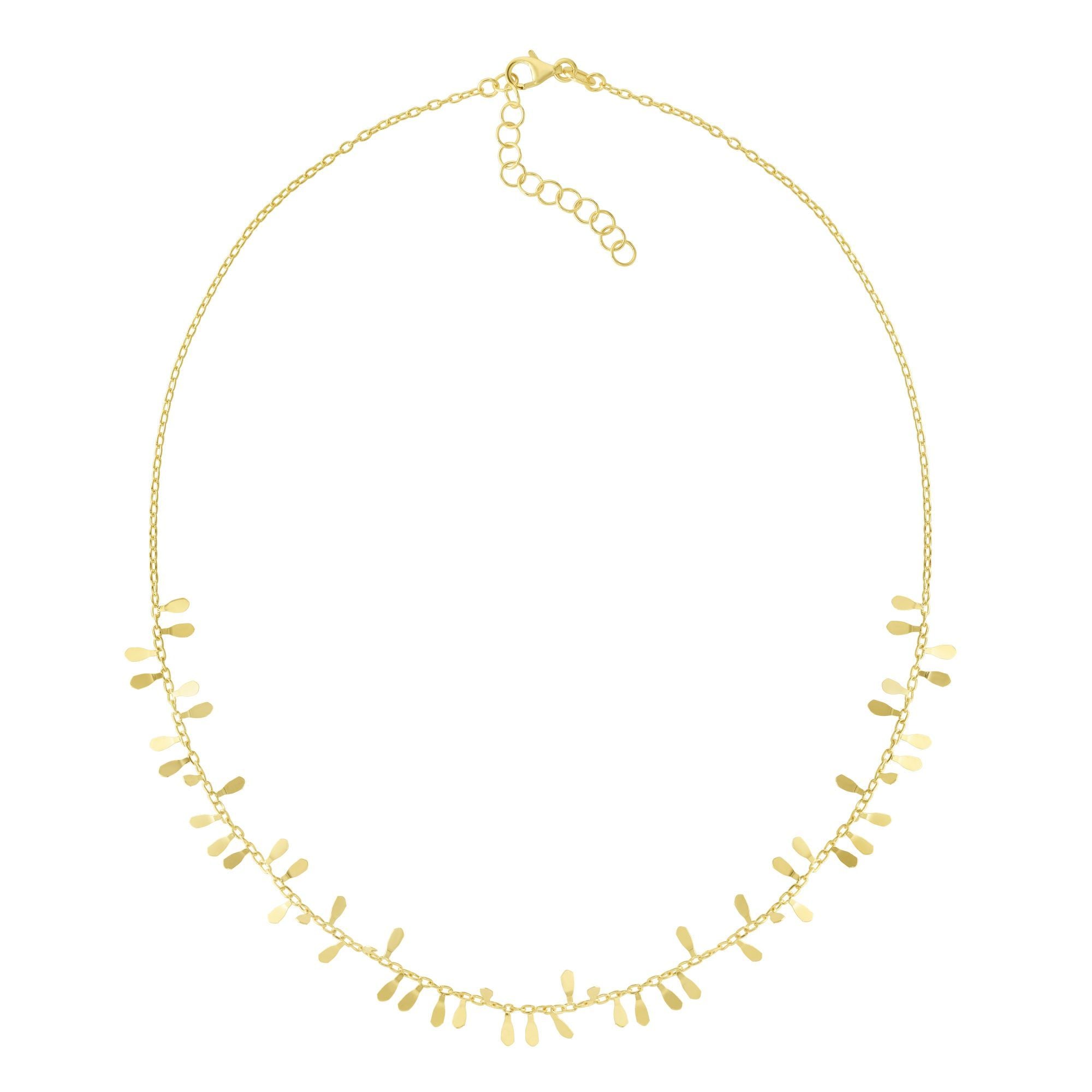 14kt Gold Chain Polished 1.5" Extender Petal Necklace with Lobster Clasp