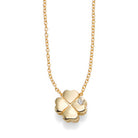 14kt Gold Chain Polished 2" Extender 4 Leaf Clover Necklace with Lobster Clasp with 0.0050ct 1