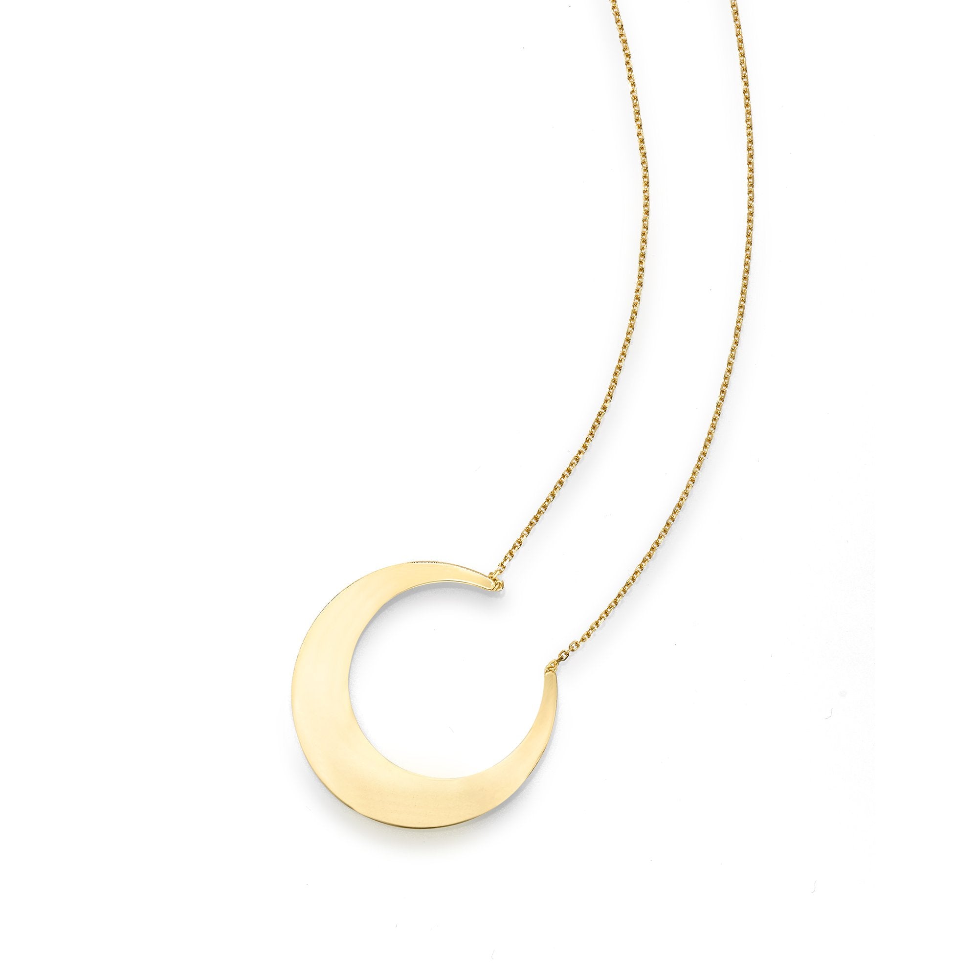 14kt Gold Chain Diamond Cut 2" Extender Moon Necklace with Lobster Clasp