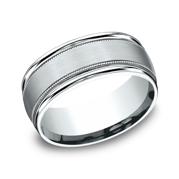 14K White Gold Men's Wedding Band - RECF7801