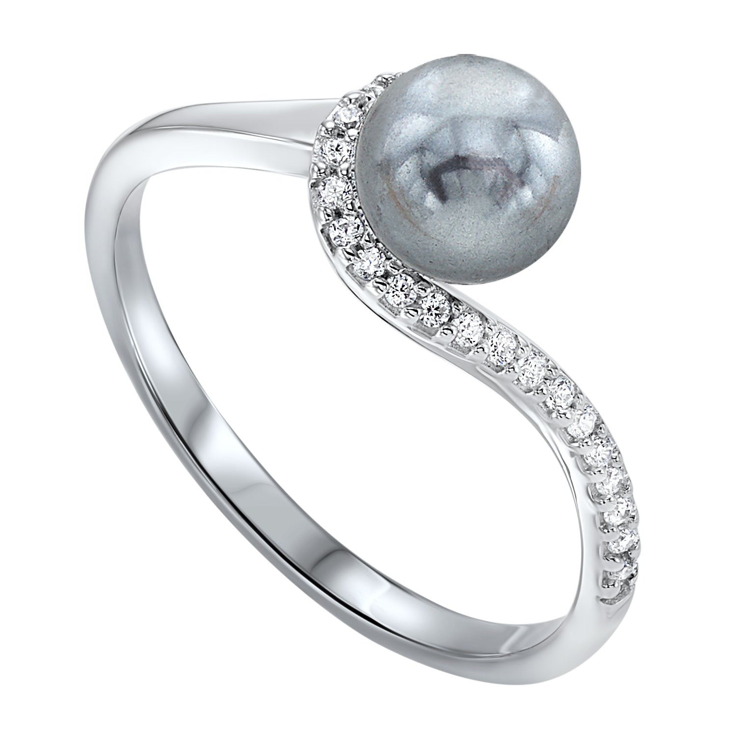 twisting shell pearl ring in sterling silver