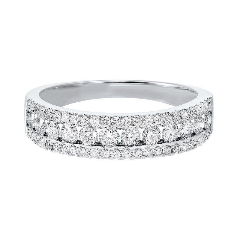 triple row diamond stackable band in 14k white gold (3/4ctw)