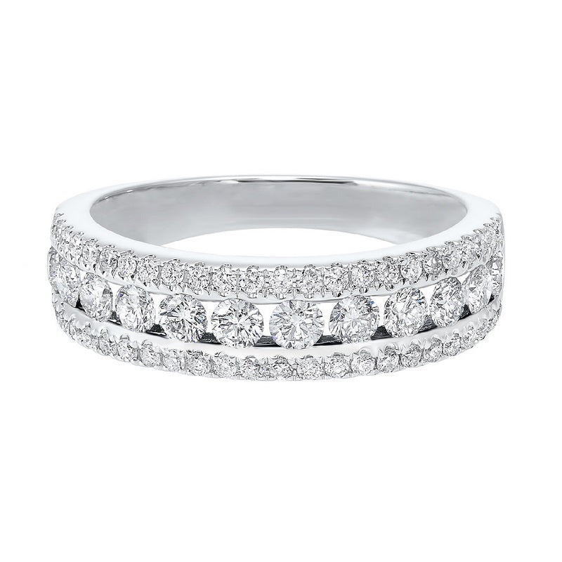 triple row diamond stackable band in 14k white gold (1ctw)