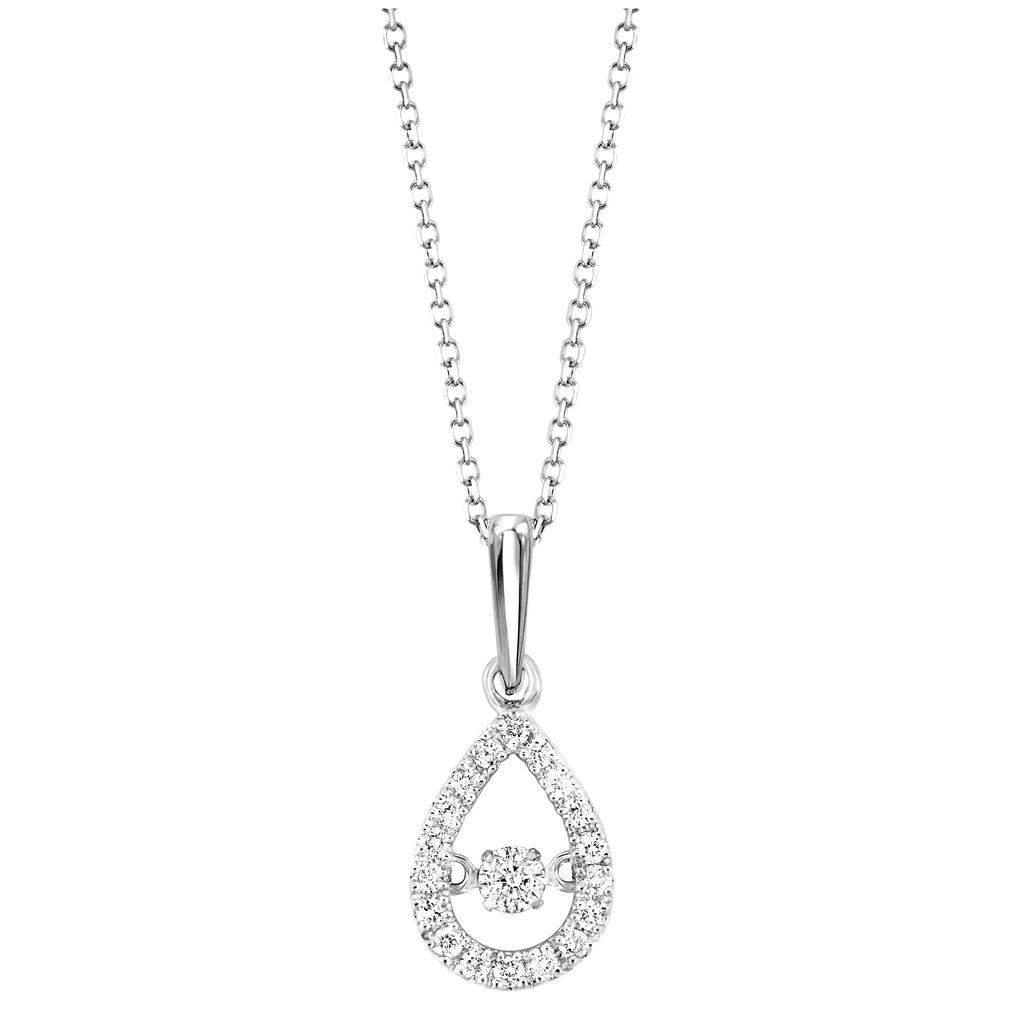 10k white gold rol prong diamond necklace 1/5ct