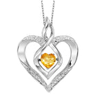 synthetic citrine heart infinity symbol rol rhythm of love pendant in sterling silver