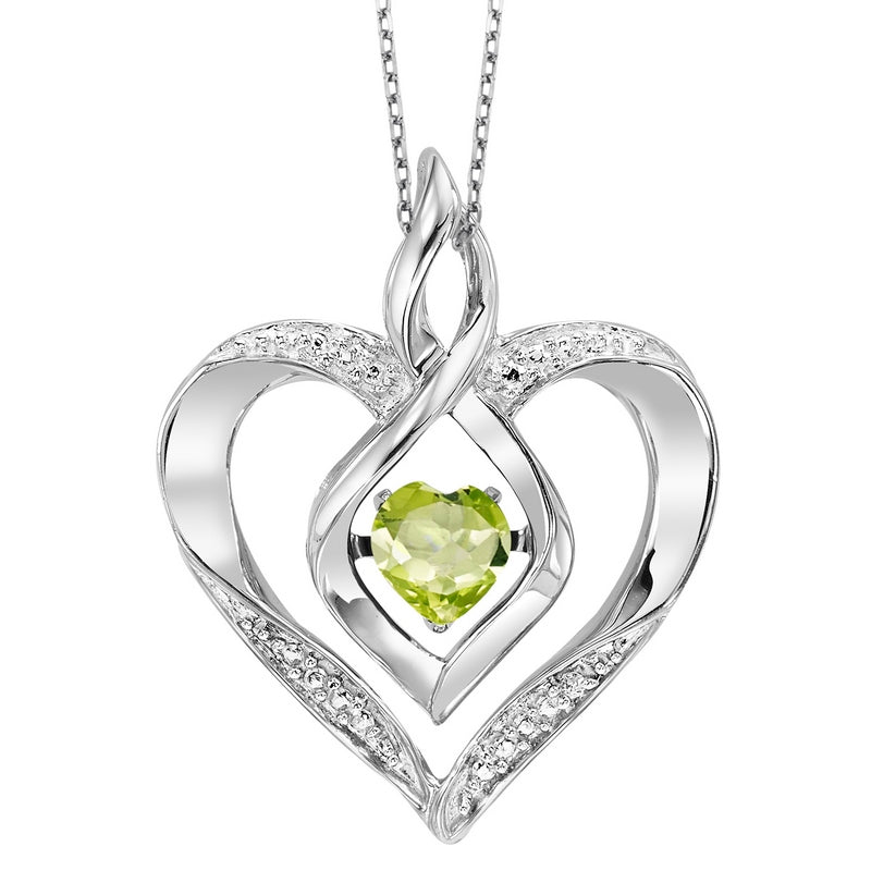 synthetic peridot heart infinity symbol rol rhythm of love pendant in sterling silver