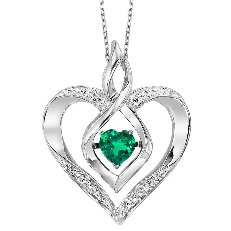 synthetic emerald heart infinity symbol rol rhythm of love pendant in sterling silver