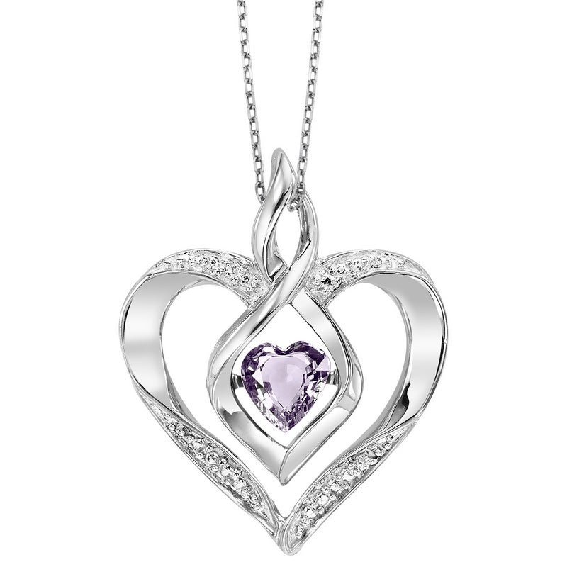 diamond & synthetic alexandrite heart infinity symbol rol rhythm of love pendant in sterling silver