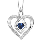 synthetic sapphire heart infinity symbol rol rhythm of love pendant in sterling silver