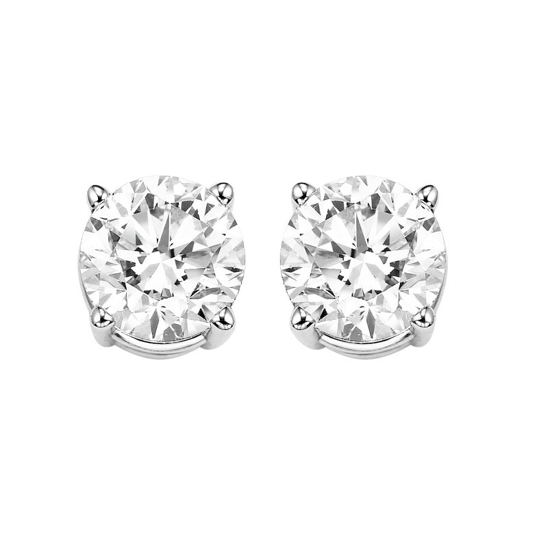 diamond round classic solitaire stud earrings in 14k white gold (1/2 ctw)