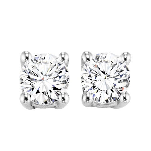 diamond round classic solitaire stud earrings in 14k white gold (1 ? ctw)
