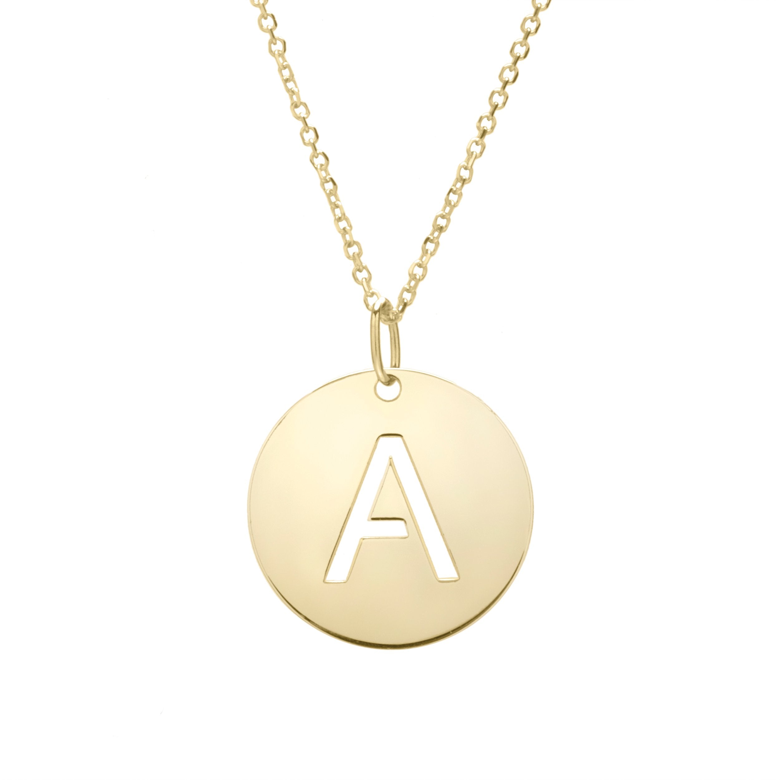 Polished Initial-A Pendant on 14kt Yellow Gold  Extendable Classic Cable Chain with Lobster Clasp