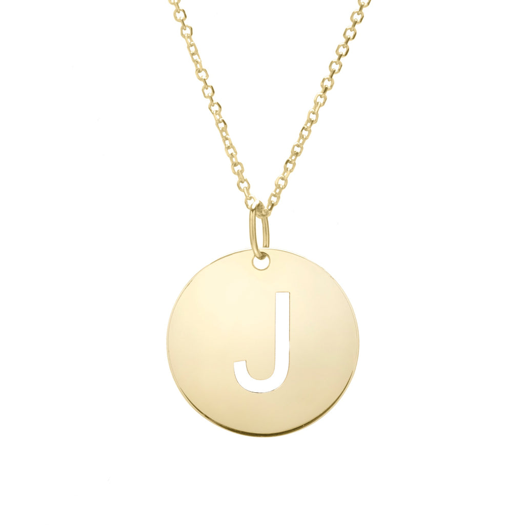Polished Initial-J Pendant on 14kt Yellow Gold  Extendable Classic Cable Chain with Lobster Clasp