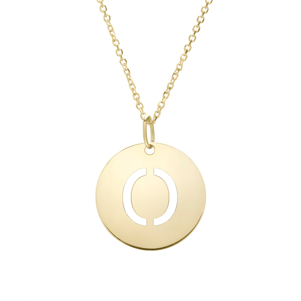 Polished Initial-O Pendant on 14kt Yellow Gold  Extendable Classic Cable Chain with Lobster Clasp