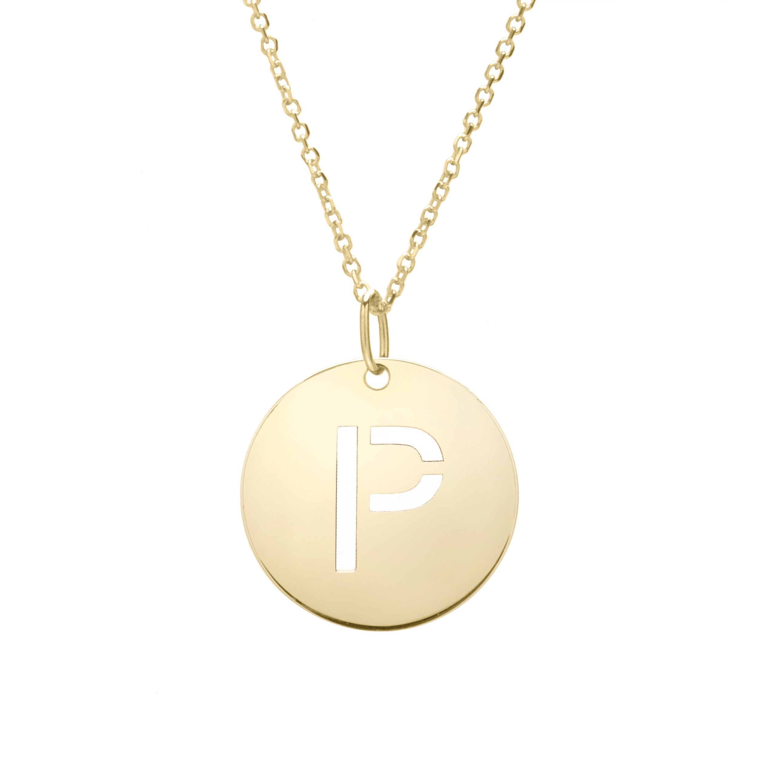 Polished Initial-P Pendant on 14kt Yellow Gold  Extendable Classic Cable Chain with Lobster Clasp